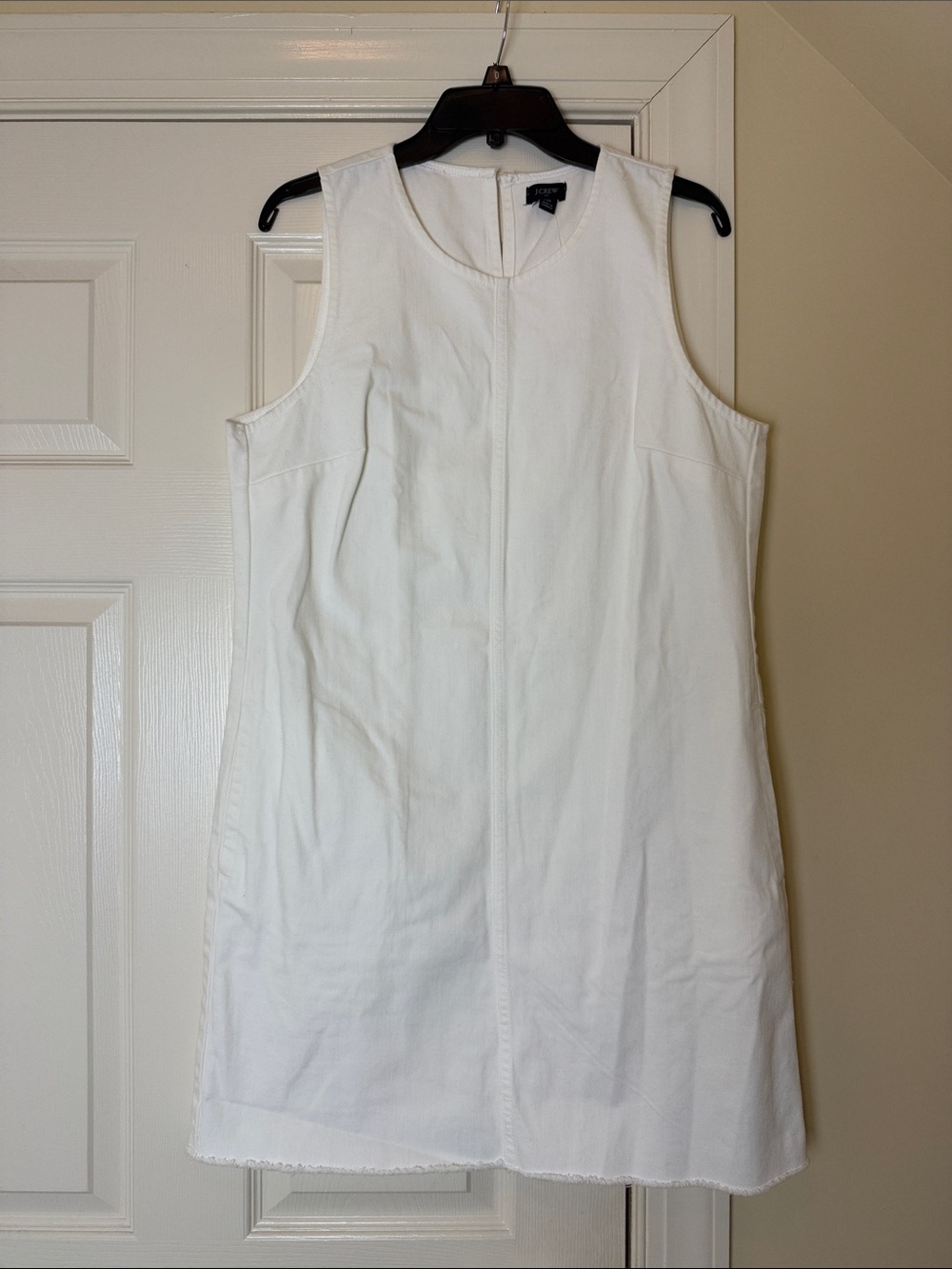 NWT J. Crew White Sleeveless Denim Shift Dress in White Wash size 10